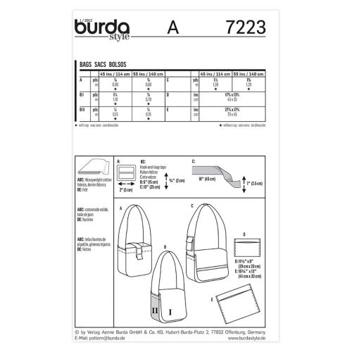 BURDA - 7223 ACCESSOIRES - SACS
