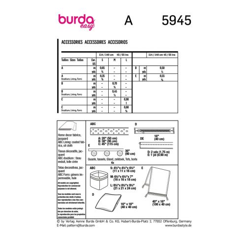 BURDA - 5945 - ACCESSOIRES DÉCO